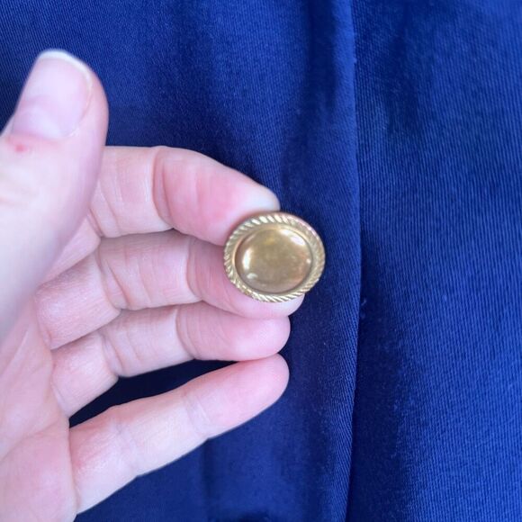 Ali Miles Petites Vintage Navy Blue Gold Button Captains Blazer Size 10 - Picture 5 of 10